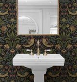 Seabrook Strawberry Garden Black Wallpaper