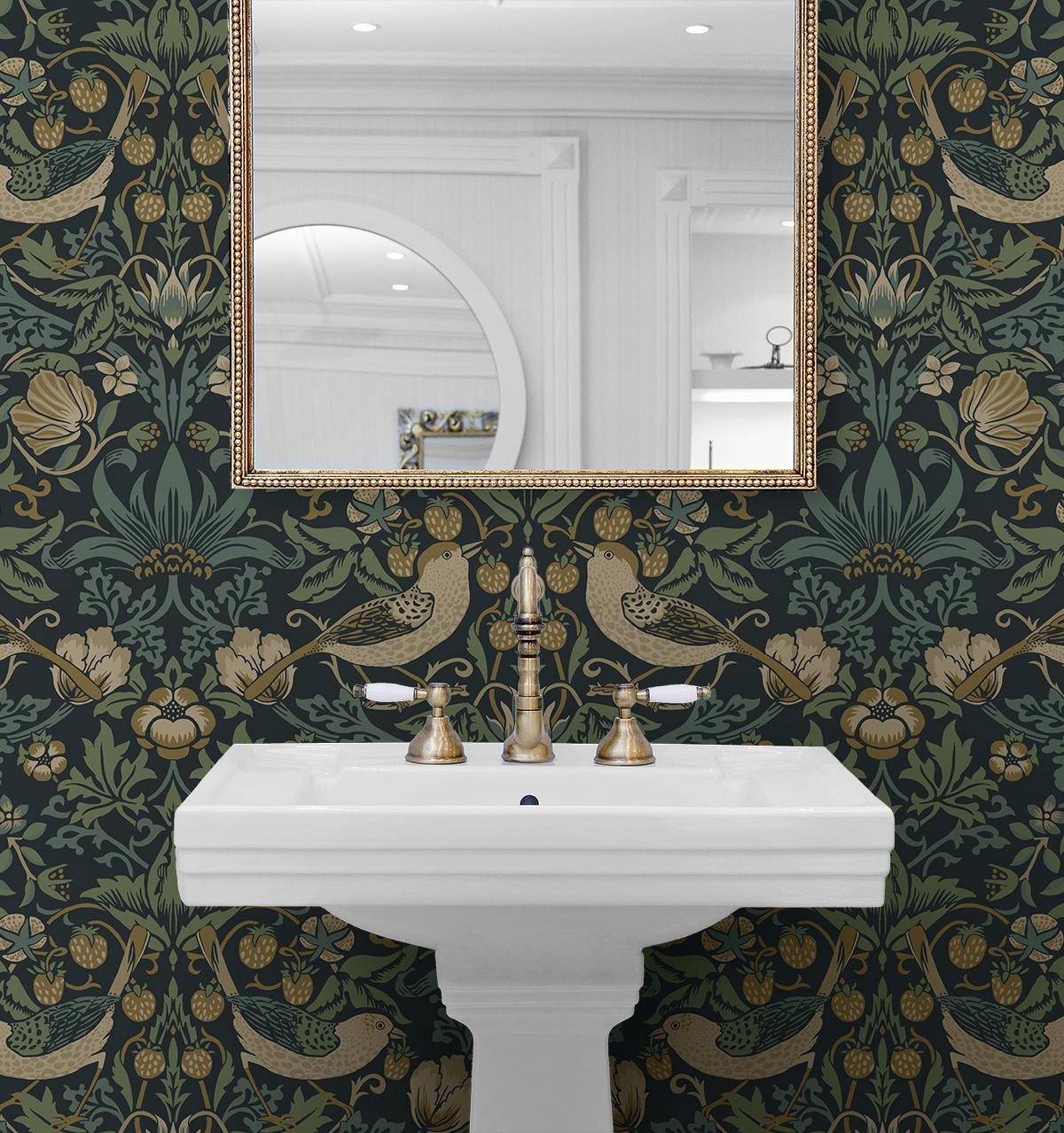 Seabrook Strawberry Garden Blue Wallpaper