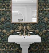 Seabrook Strawberry Garden Blue Wallpaper