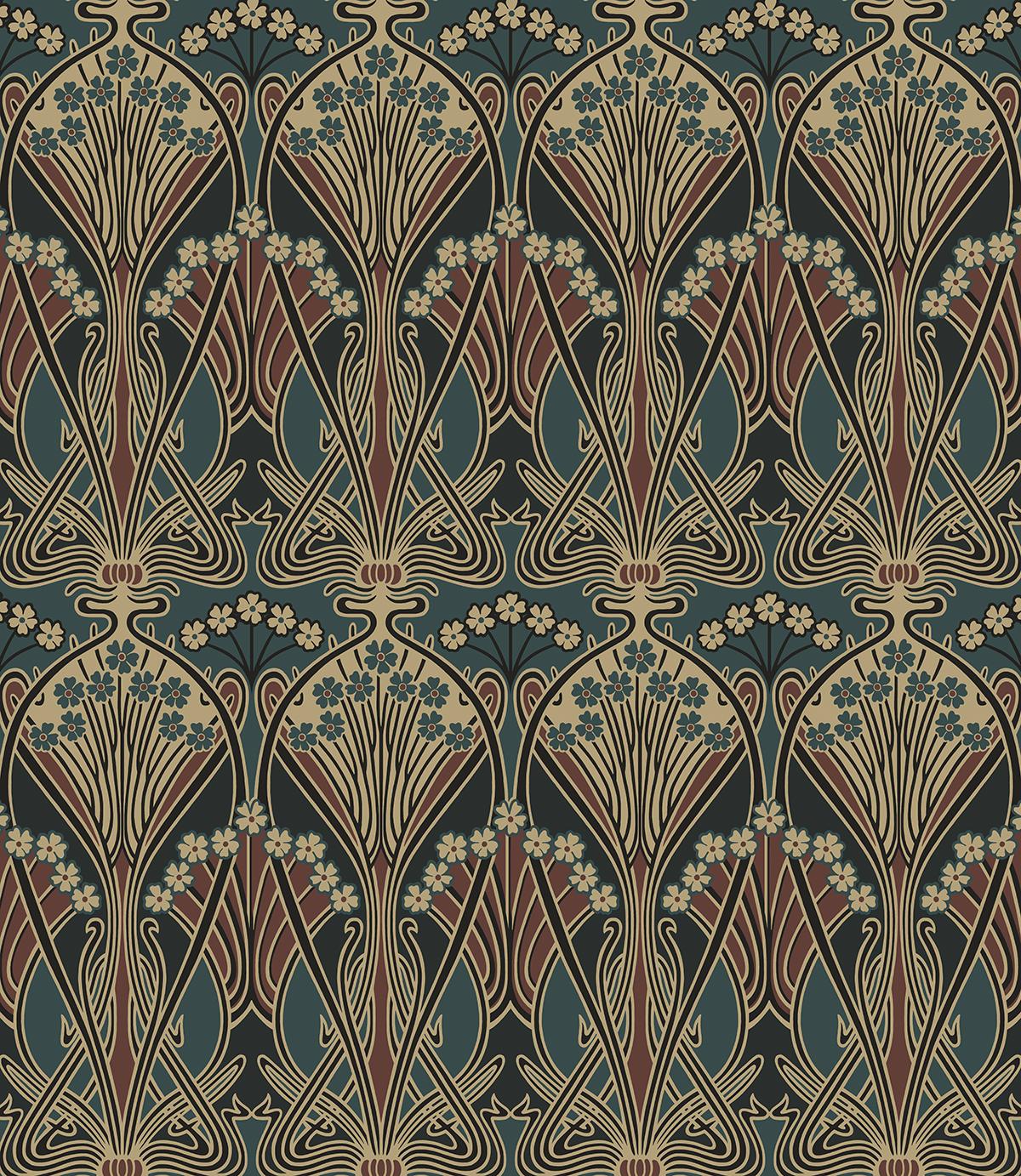 Seabrook Deco Dragonfly Aegean Blue & Clay Wallpaper