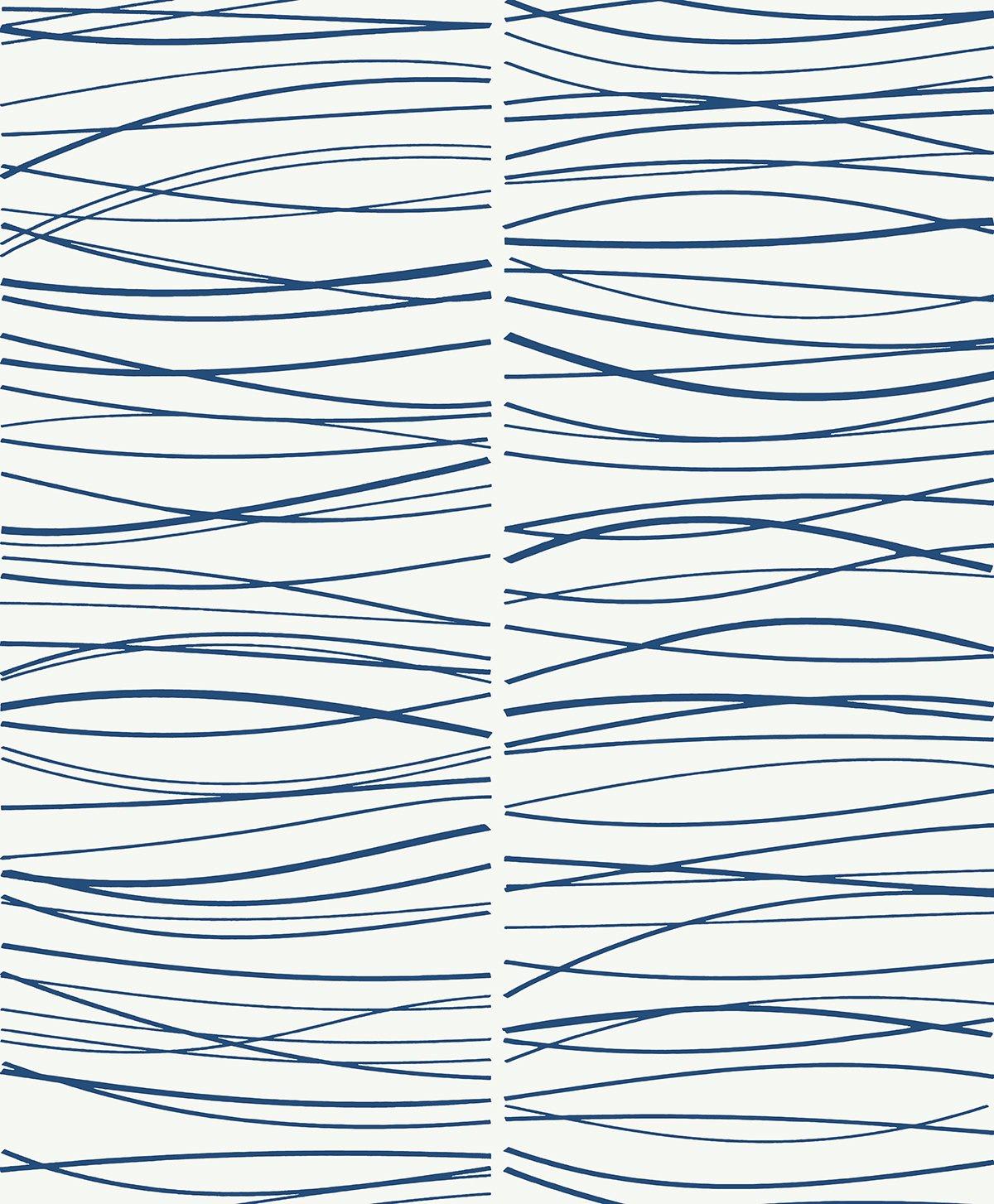 Seabrook Wave Lines Blue Wallpaper