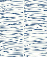 Seabrook Wave Lines Blue Wallpaper