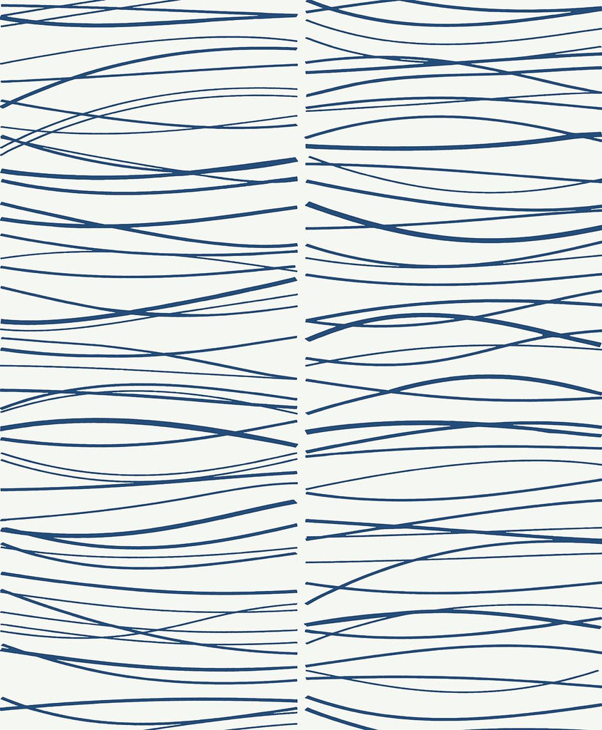 Seabrook Wave Lines Blue Wallpaper