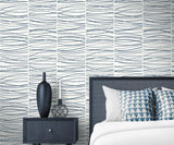Seabrook Wave Lines Blue Wallpaper