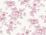 Seabrook Sketched Floral Pink Wallpaper