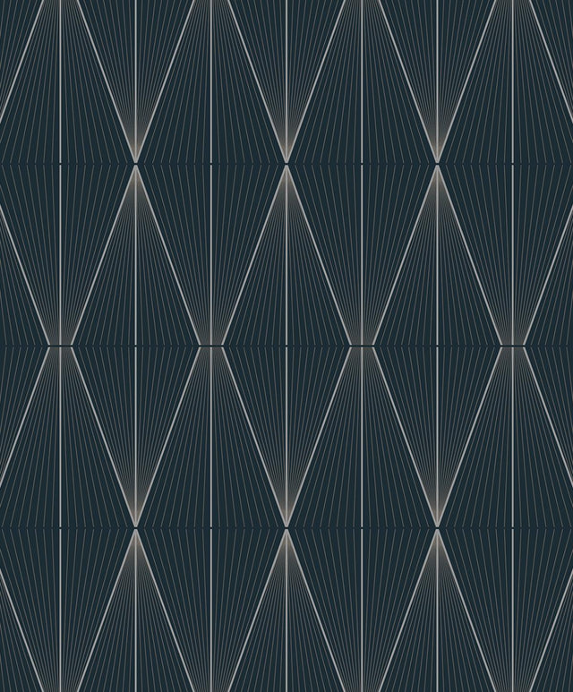 Seabrook Geo Diamond Blue Denim & Pewter Wallpaper