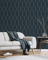 Seabrook Geo Diamond Blue Wallpaper