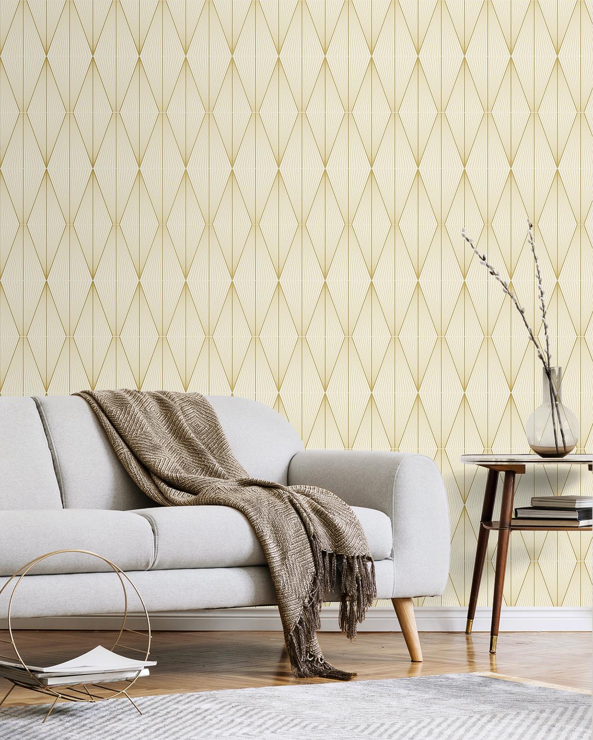 Seabrook Geo Diamond Gold Wallpaper