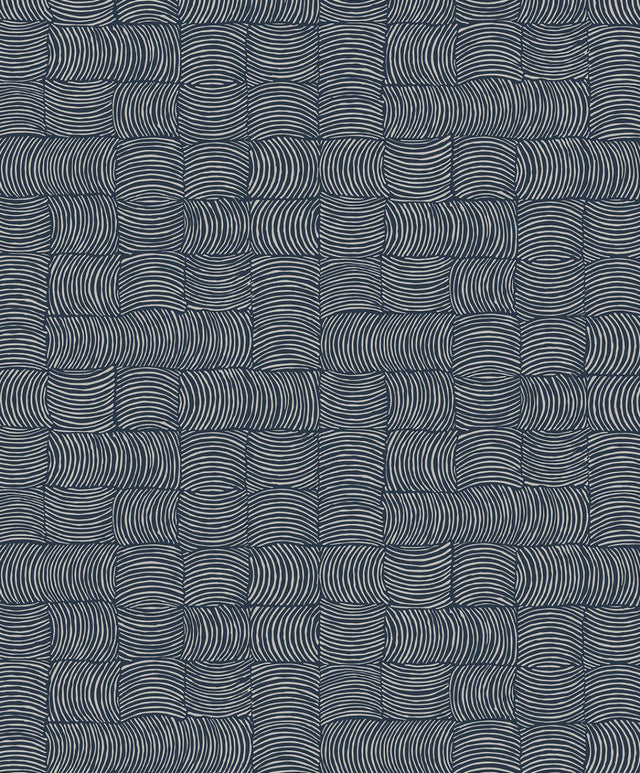 Seabrook Organic Squares Blue Denim Wallpaper