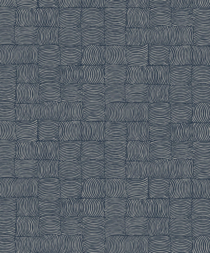 Seabrook Organic Squares Blue Wallpaper