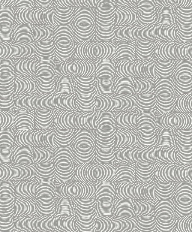 Seabrook Organic Squares Fog Grey Wallpaper