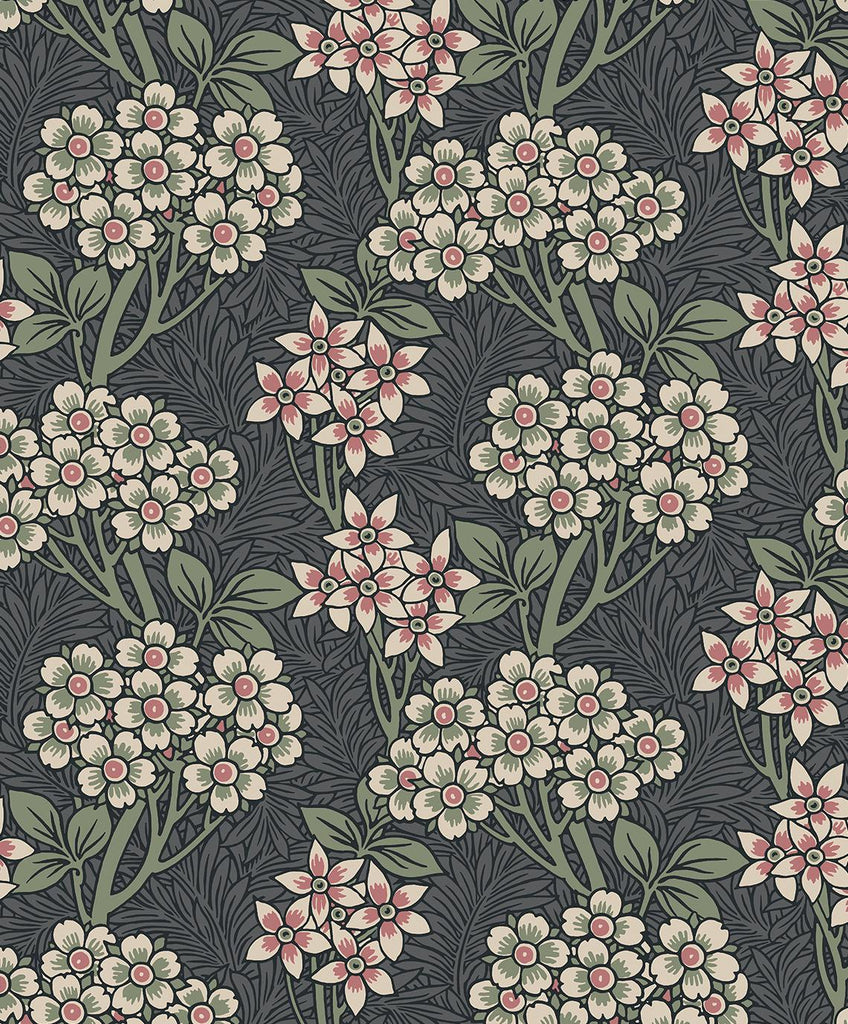 Seabrook Floral Vine Grey Wallpaper