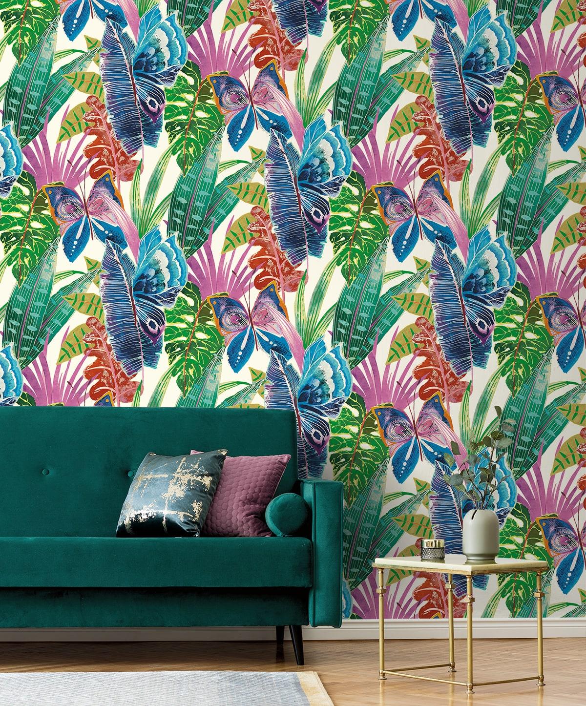 Seabrook Mariposa Multicolored Wallpaper