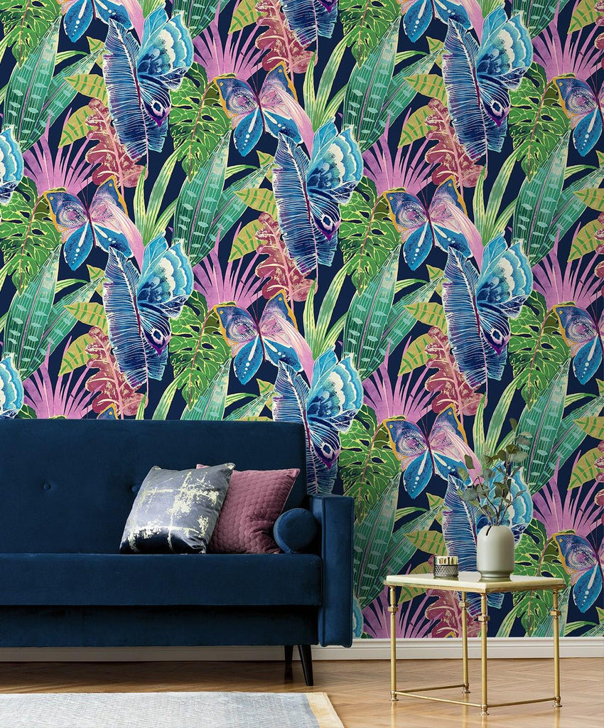 Seabrook Mariposa Multicolored Wallpaper