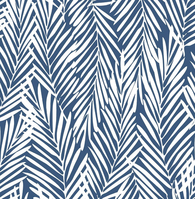 Seabrook Mod Palm Coastal Blue Wallpaper