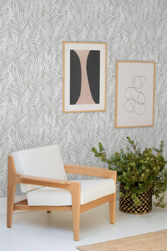 Seabrook Mod Palm Grey Wallpaper