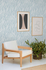 Seabrook Mod Palm Blue Wallpaper