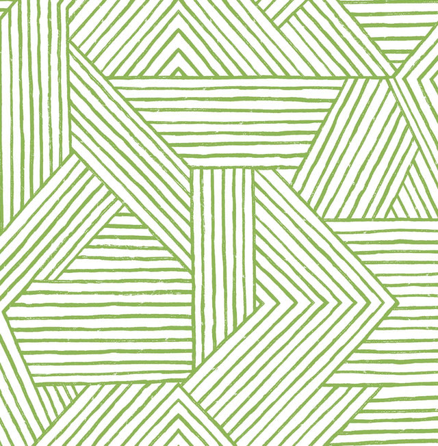 Seabrook Etched Geometric Spring Green Wallpaper