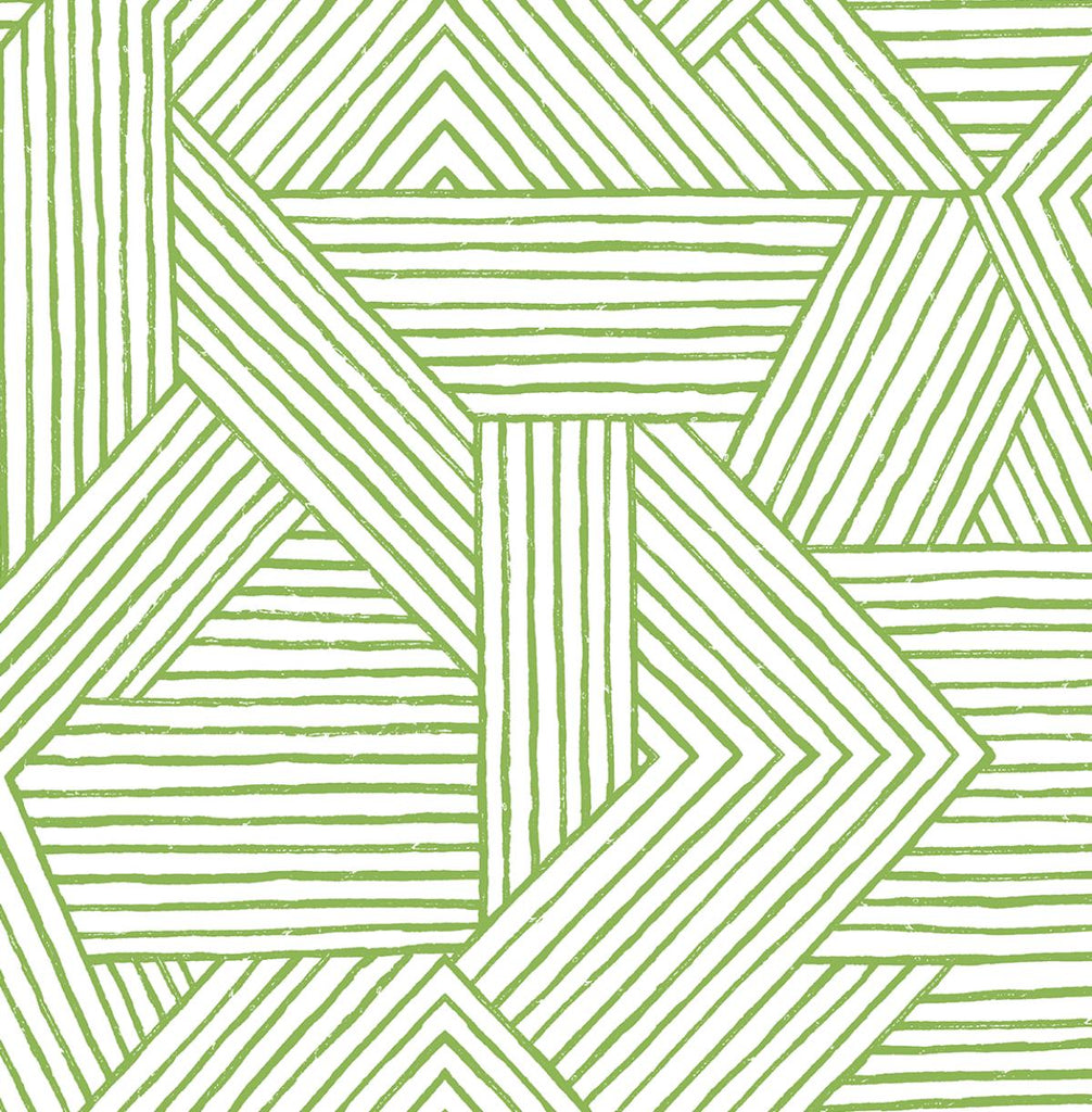 Seabrook Etched Geometric Green Wallpaper