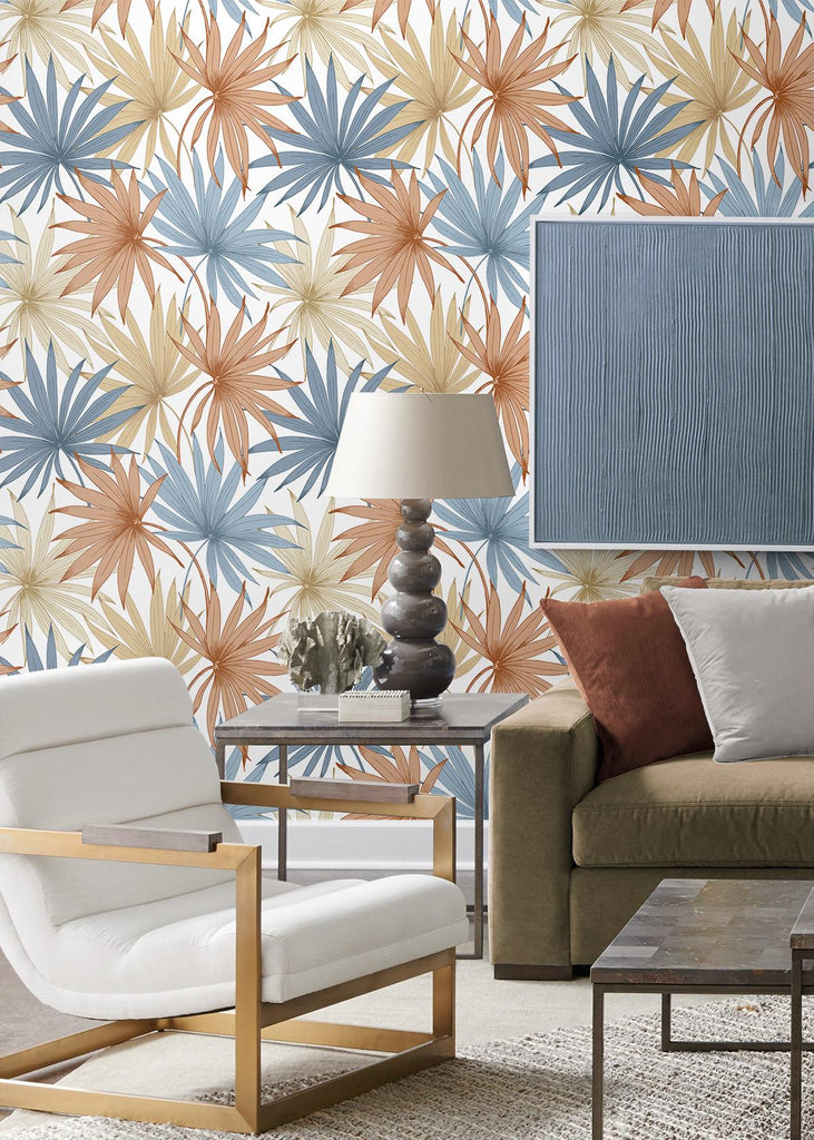 Seabrook Tropic Palm Toss Multicolored Wallpaper