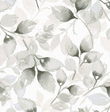 Seabrook Watercolor Tossed Leaves Sea Salt & Harbor Mist Wallpaper