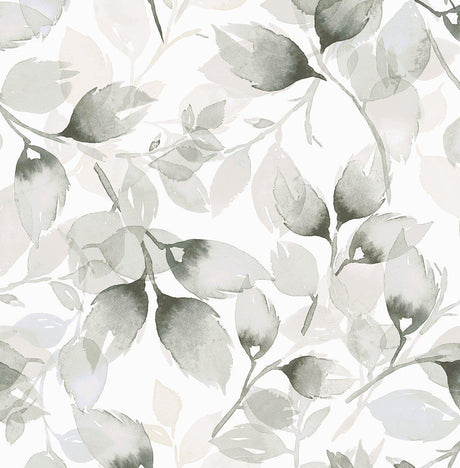 Seabrook Watercolor Tossed Leaves Sea Salt & Harbor Mist Wallpaper