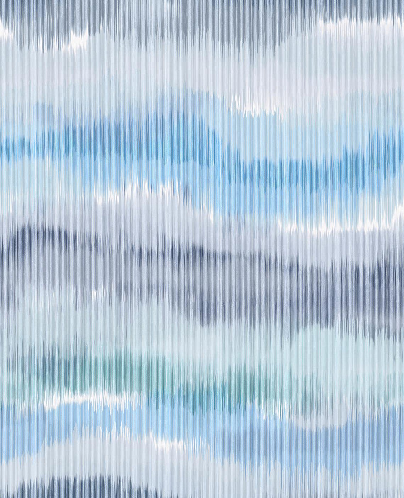 Seabrook Ikat Waves Blue Wallpaper
