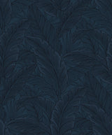Seabrook Gulf Tropical Leaves Navy Blue Wallpaper