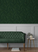 Seabrook Gulf Tropical Leaves Green Wallpaper