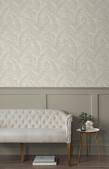 Seabrook Gulf Tropical Leaves Beige Wallpaper