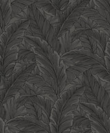 Seabrook Gulf Tropical Leaves Slate Grey Wallpaper