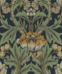 Seabrook Primrose Garden Midnight Blue & Goldenrod Wallpaper