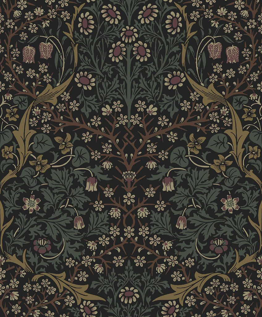 Seabrook Victorian Floral Black Wallpaper