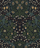 Seabrook Victorian Floral Midnight Blue & Evergreen Wallpaper