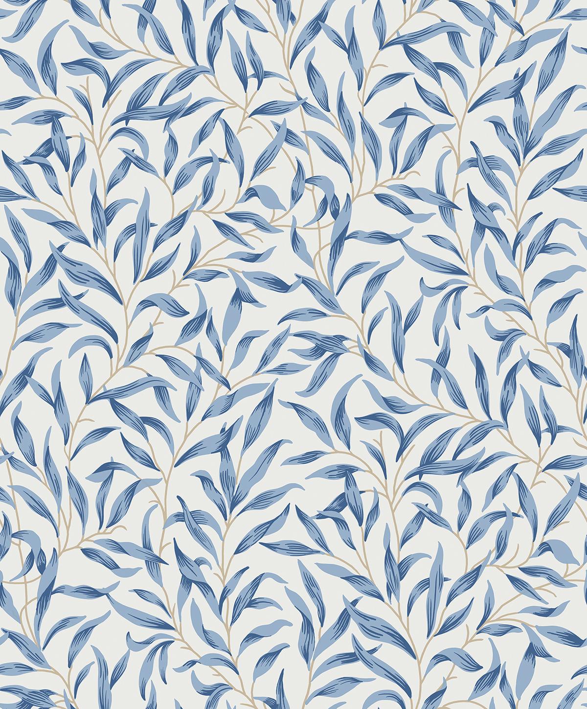 Seabrook Willow Leaves Blue Lake Wallpaper