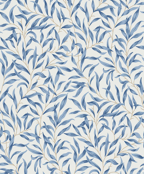 Seabrook Willow Leaves Blue Lake Wallpaper