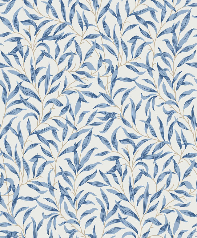 Seabrook Willow Leaves Blue Lake Wallpaper