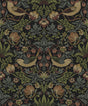 Seabrook Strawberry Meadow Black Wallpaper