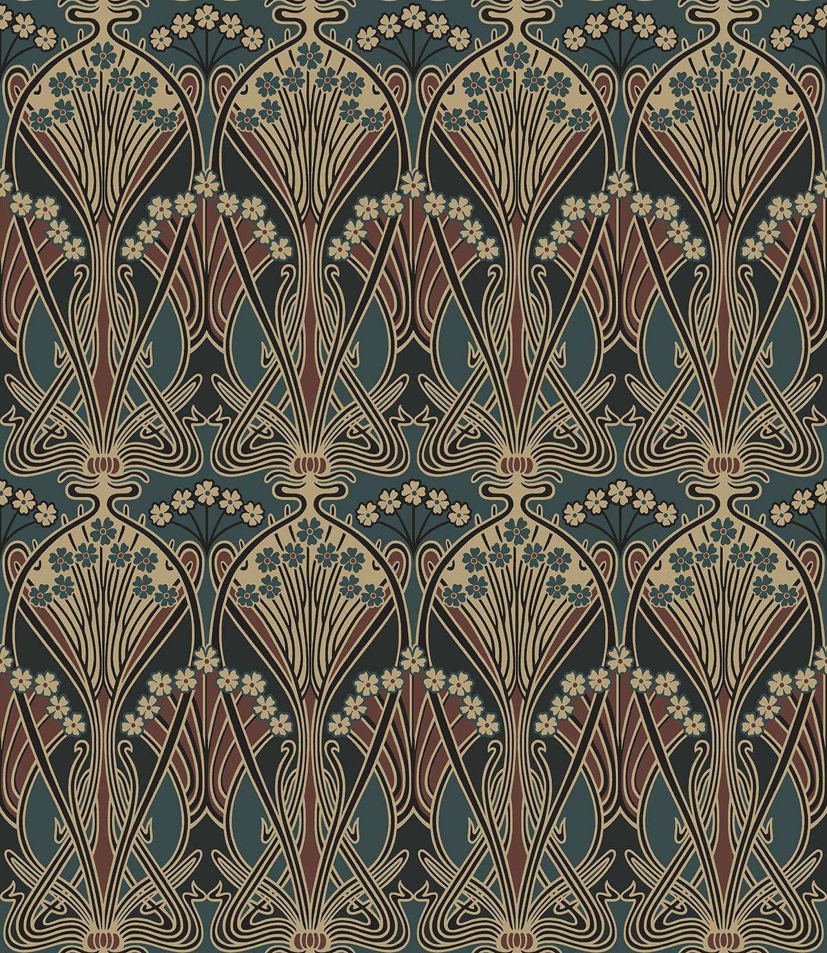 Seabrook Deco Dragonflies Aegean Blue & Clay Wallpaper