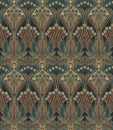 Seabrook Deco Dragonflies Aegean Blue & Clay Wallpaper