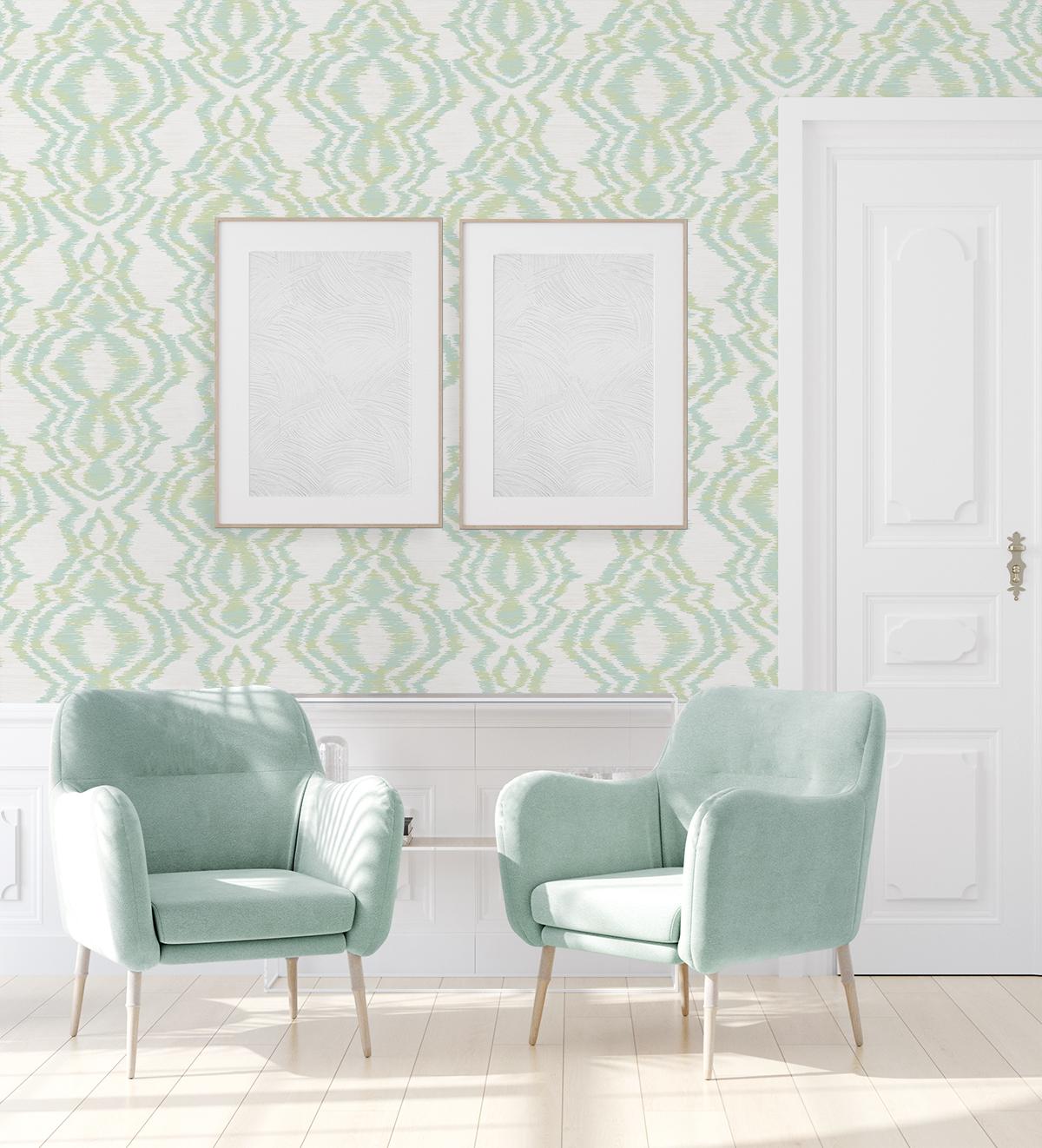 Seabrook Moirella Green Wallpaper