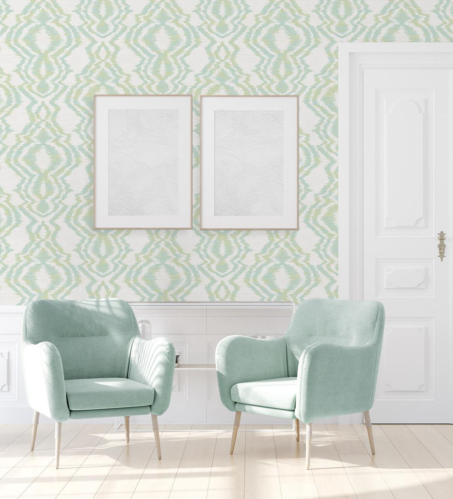 Seabrook Moirella Green Wallpaper