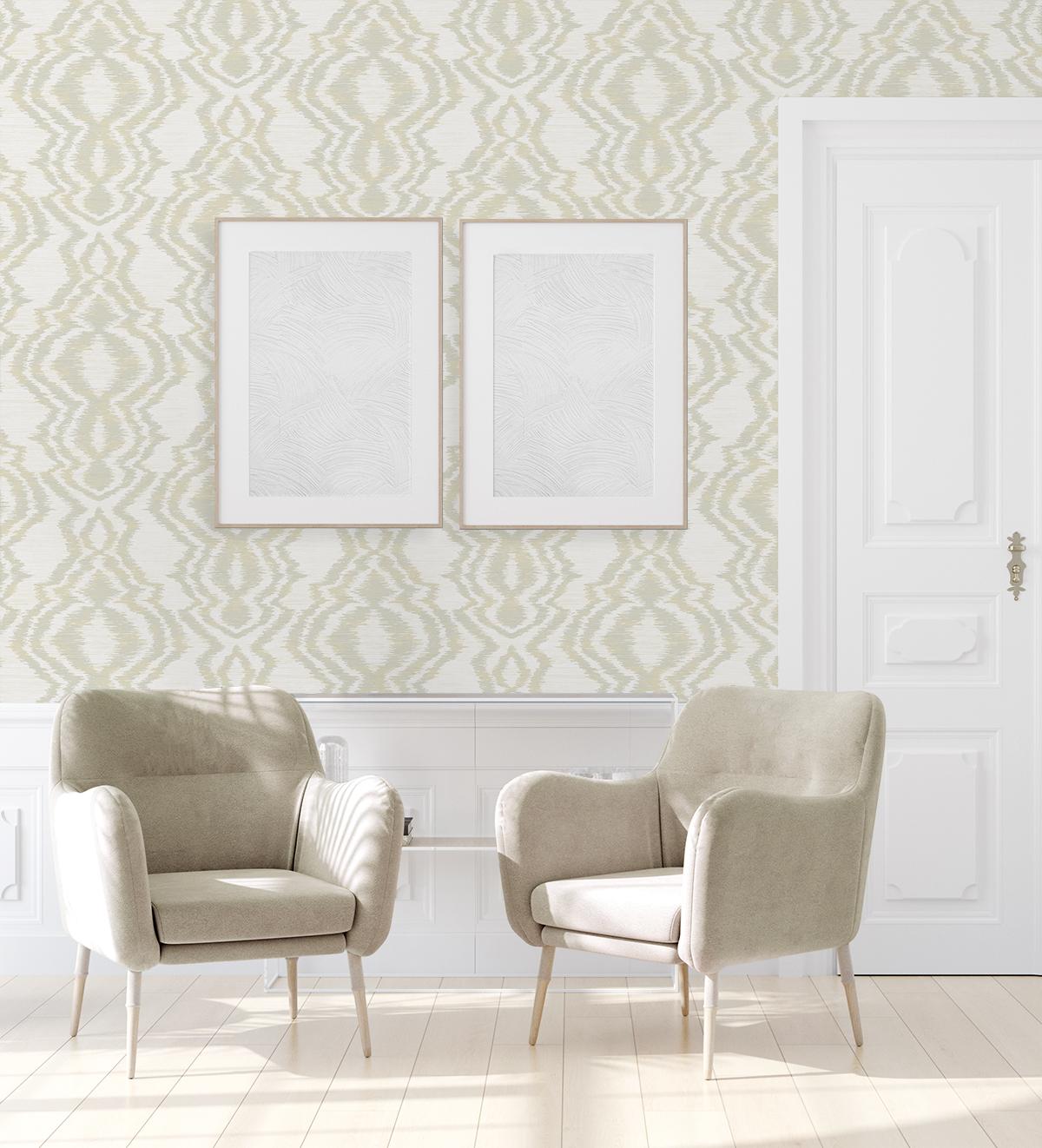 Seabrook Moirella Beige Wallpaper