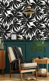 Seabrook Palma Black Wallpaper