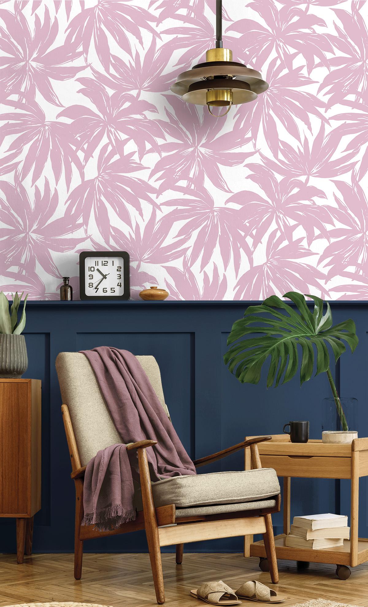 Seabrook Palma Pink Wallpaper