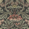 Seabrook Acanthus Floral Prepasted Charcoal & Rosewood Wallpaper