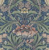 Seabrook Acanthus Floral Prepasted Denim Blue & Salmon Wallpaper