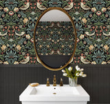 Seabrook Fragaria Garden Prepasted Black Wallpaper