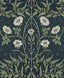 Seabrook Stenciled Floral Prepasted Navy & Sage Wallpaper