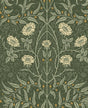 Seabrook Stenciled Floral Prepasted Evergreen Wallpaper